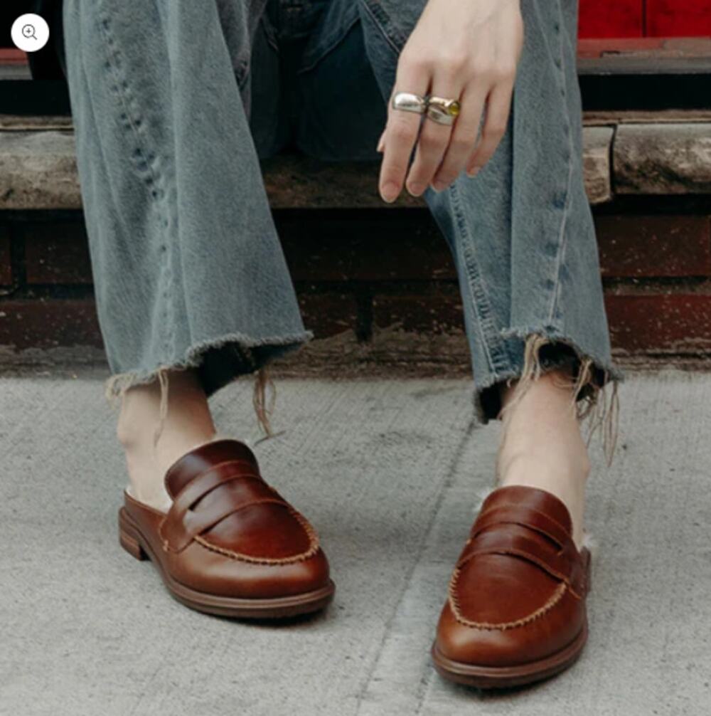 Kelsi Dagger SZ 8.5 Brooklyn Lock Cognac Faix Fir Penny Loafer Mules NEW